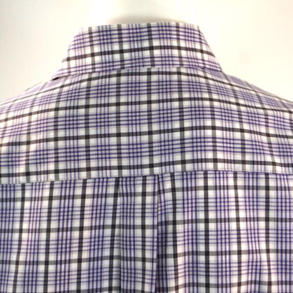 Peter Millar Shirt Mens XL Long Sleeve Button Purple Stipe Check Cotton Casual - Picture 8 of 10